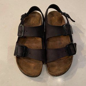 Birkenstock Milano Blk Leather Slide Sandal 38 7.5